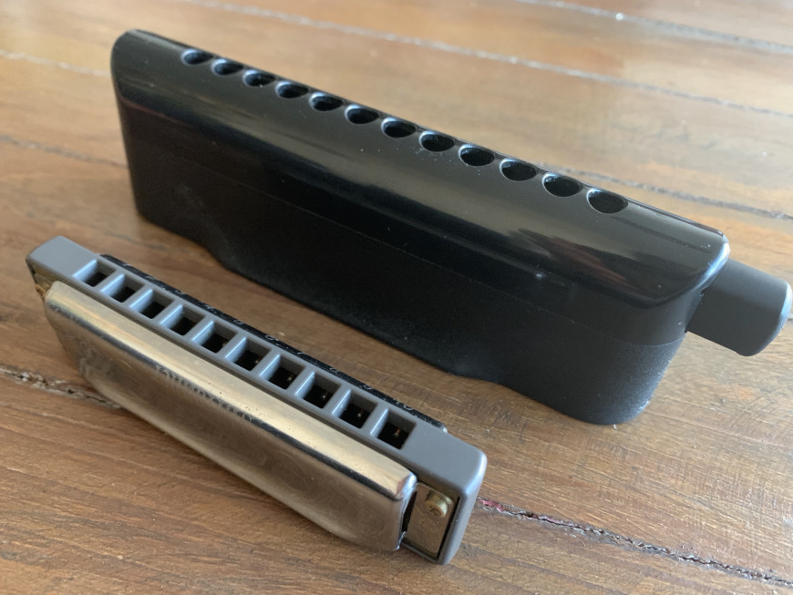 Two different types of harmonicas.